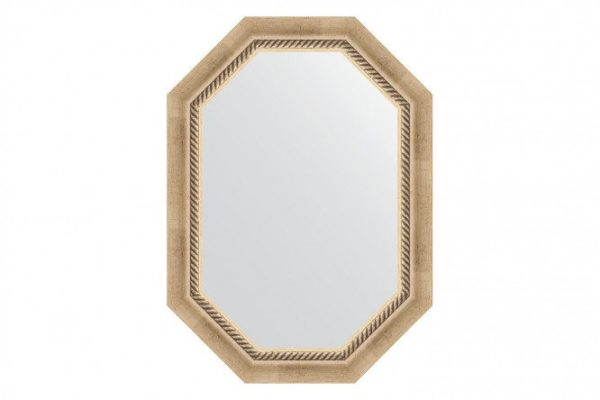 Wall mirror in a baguette frame EVOFORM Polygon BY 7109, aged silver with weaving 53x73 cm