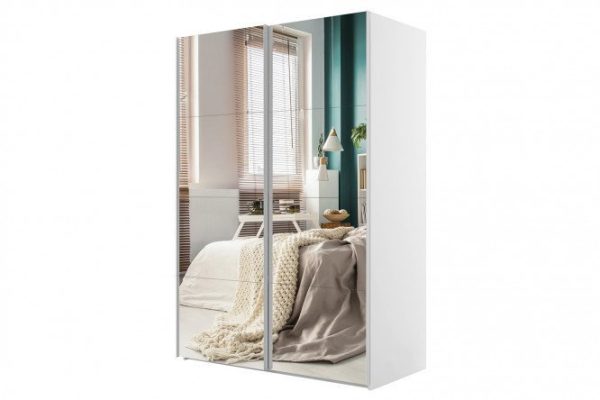 Sliding wardrobe 2-door Comet 200x240 cm white snow, mirror facades