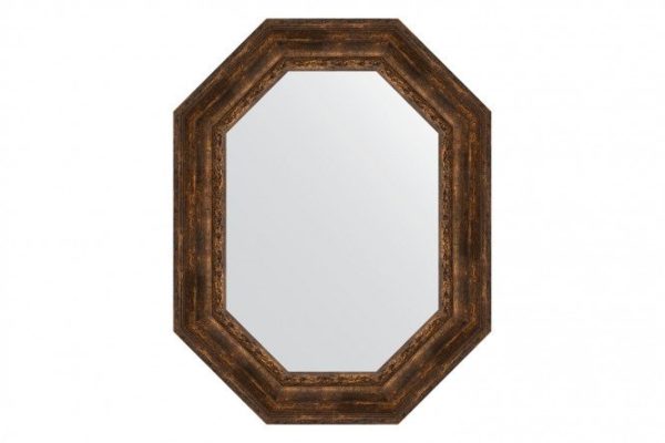 Wall mirror in a baguette frame EVOFORM Polygon BY 7271, aged wood with ornaments 72x92 cm