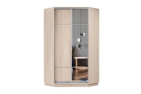 Sliding wardrobe 2-door Praktik 110x220x110 cm, light Shimo ash