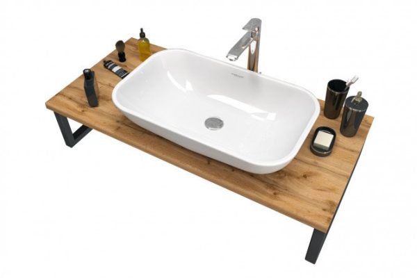 Tabletop 1Marka Grunge Loft 90 cm, color Wotan oak, black