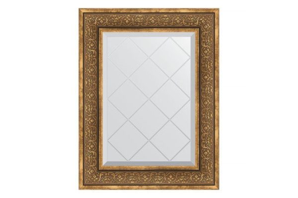 Wall mirror with engraving in a baguette frame EVOFORM Bronze monogram 99x124 cm