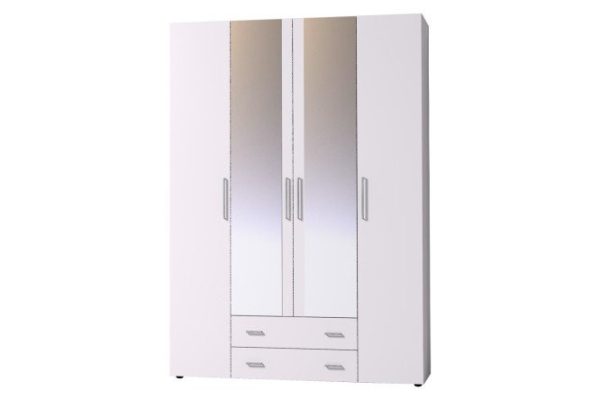 Wardrobe for clothes and linen Cancun 160x230x57.9 cm, white, with 2 mirrors