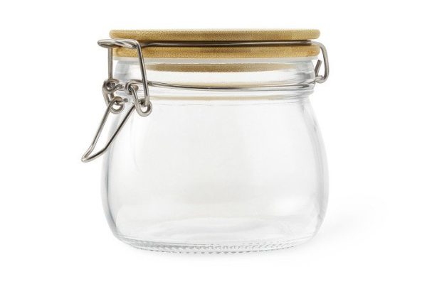 Storage jar with lid BERKRAFT Bamboo 11x11x11 cm, 500 ml
