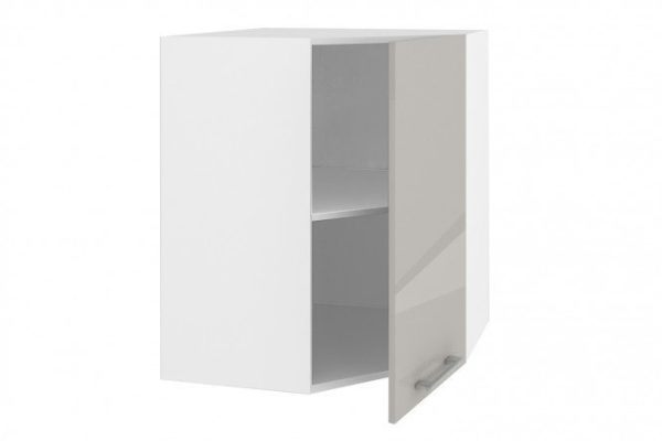 Front for wall-mounted corner cabinet Amika 36.3x71.6 cm, pearl gray glossy color