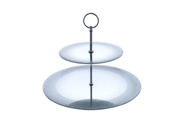 Serving dish 2-tier Extravaganza Silver Mirror Glass