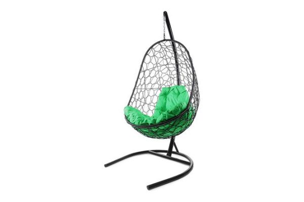 Hanging cocoon chair Oval 83x186x70 cm, base and frame color black, finishing black
