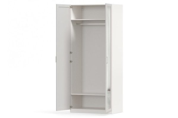 Wardrobe 2-door Oscar Gloria 100x236x60.2 cm, white, gray, with one mirror