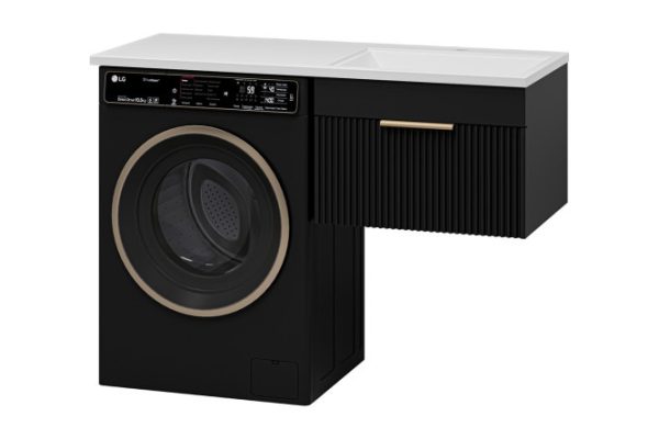 Wall-mounted cabinet for washing machine Enfida 60 ENF-09060-021Я with 1 drawer 56 cm, frame color matte black, facade color matte black