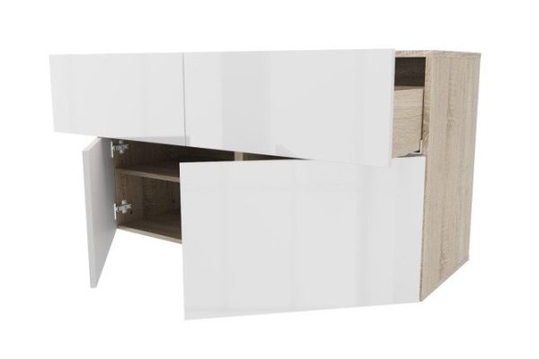 Cabinet 2 drawers 2 doors Oscar Amika 120x64 with push to open, Sonoma oak / white gloss