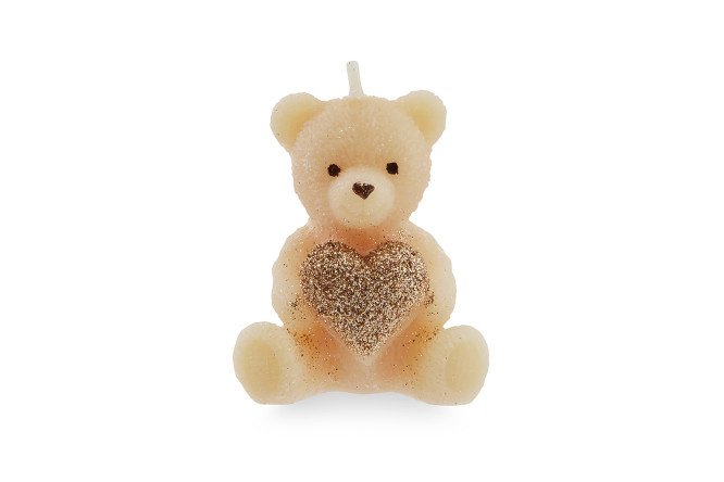 Candle Bear with shiny heart 7.8 cm