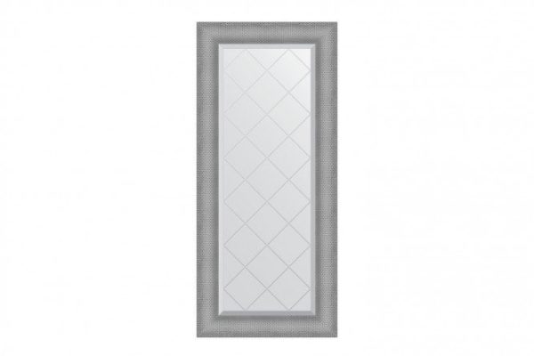 Wall mirror with engraving in a baguette frame EVOFORM BY 4542 silver chain mail 57x127 cm