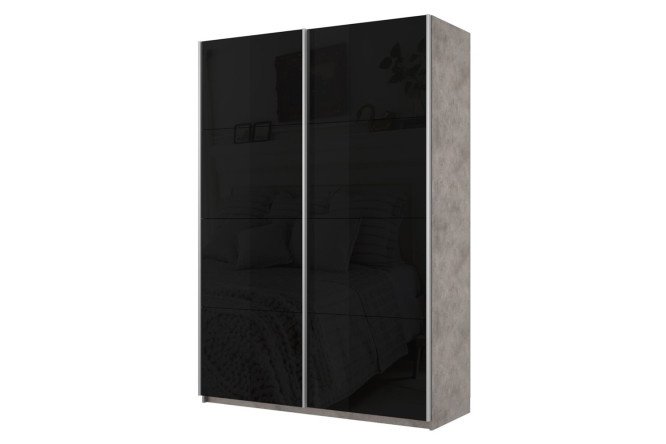 2-door wardrobe Cors 140x230 cm, light concrete, black facade