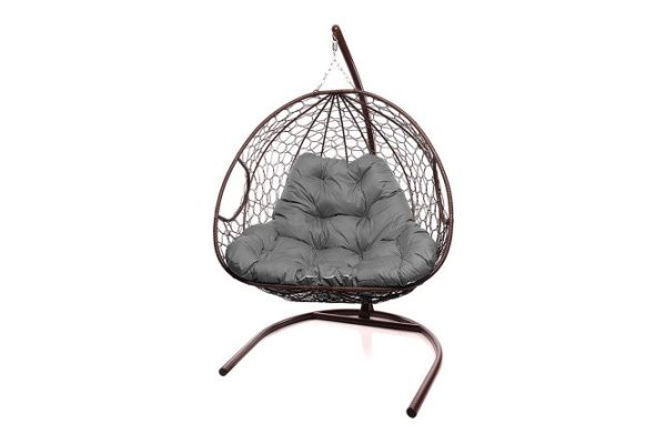 Hanging chair for two 119x186x120 cm, base and frame color white, finishing white