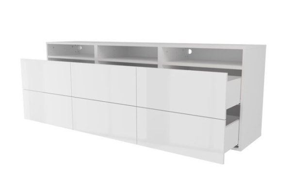 fe6bwr8cmq9ohthaibx70xlfp0nkjegs.jpg Cabinet 3 shelves and 6 drawers Oscar Amika 180x64 with closers, white / white gloss