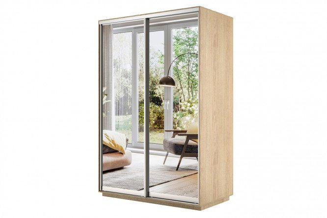 Wardrobe 2-door Slide 120x220x60 cm, Sonoma, with two mirrors