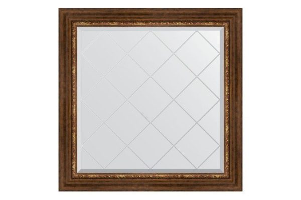 Wall mirror with engraving in a baguette frame EVOFORM Roman bronze 106x106 cm