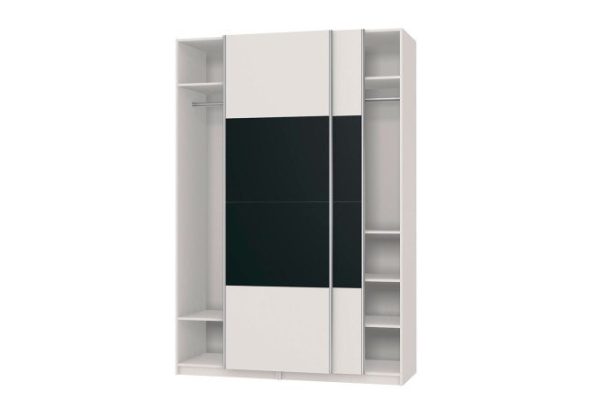 Sliding wardrobe Oscar 150x236x58 cm, white, with black inserts