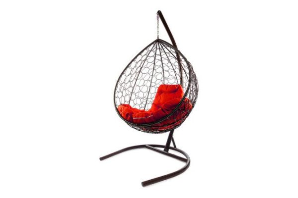 Hanging cocoon chair Drop 72x186x98 cm, base and frame color brown, finishing brown