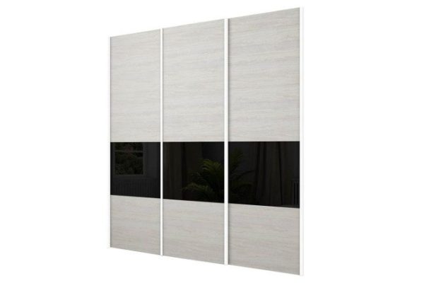 Sliding wardrobe doors Magnus 240x230 cm, black gloss, light ash anchor, profile - white