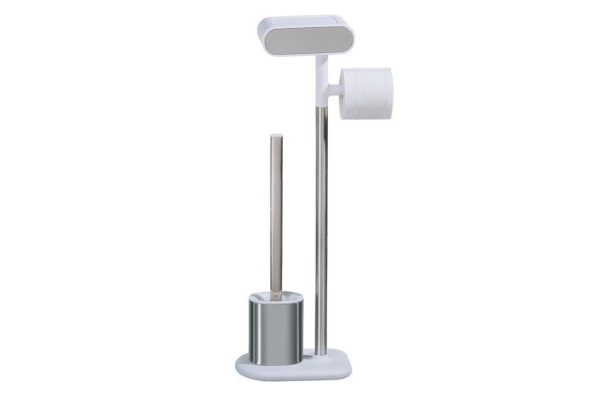 BERKRAFT Modern toilet paper rack with brush, shelf and storage for 3 rolls Stainless steel