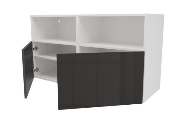 Cabinet with shelves and doors Oscar Amika 120x64, white / black graphite gloss