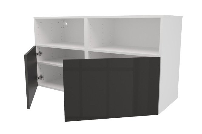 Cabinet with shelves and doors Oscar Amika 120x64, white / black graphite gloss