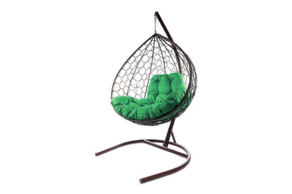Hanging cocoon chair XL 75x186x118 cm, base and frame color brown, finishing brown