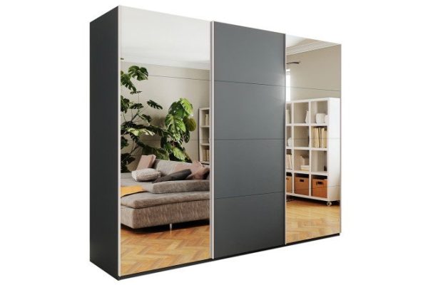3-door wardrobe Comet 270x220x66 cm, gray diamond