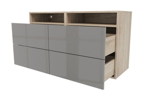 Cabinet 4 drawers and shelf Oscar Amika 120x64 with closers, Sonoma oak / dusty gray gloss