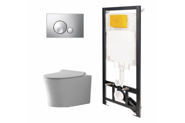 Installation with toilet and panel POINT 886914GBOO+PN41711 white, glossy chrome