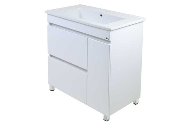 Jersey floor stand with 2 drawers and 1 door, right 82 cm, frame color white, front white