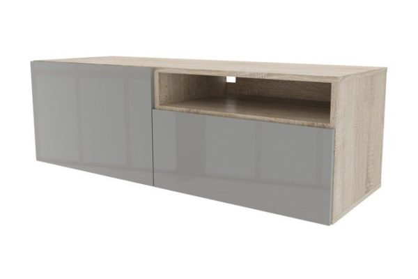 Cabinet with drawer, door and shelf Oscar Amika 120x38 with closers, Sonoma oak / dusty gray gloss