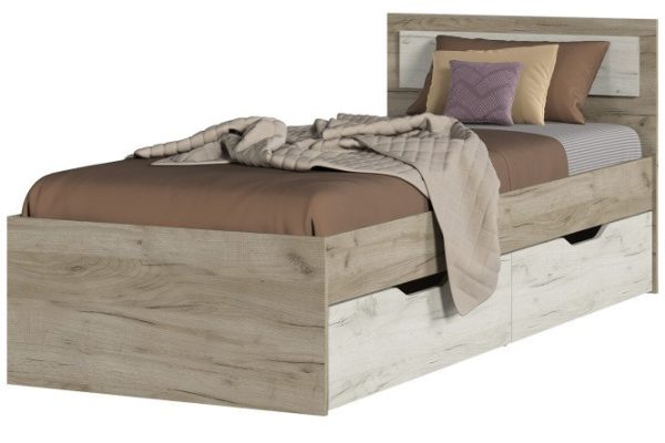 Harmony bed with drawers color kraft oak gray, kraft oak white 160x200 cm