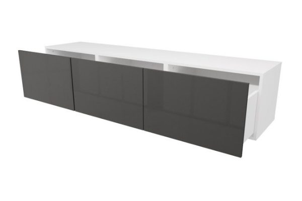 fyjrfgmaft6lj4l22vjiz2uci8uhur21.jpg Cabinet with drawers Oscar Amika 180x38 with push to open, white / black graphite gloss