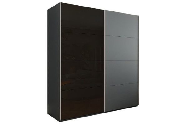 2-door wardrobe Comet 200x240x66 cm, diamond gray, black