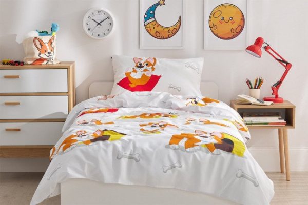 Bed linen set MICASA Teens corgi Poplin, 145x215 cm