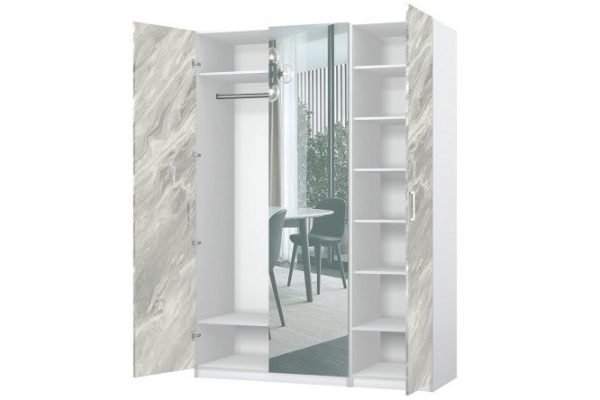 g6qu9olwzi6di2r7nwjntouse5vh9jh5.jpg Wardrobe 3-door Oscar Marble 150x236x59.6 cm, white, statuary, with one mirror