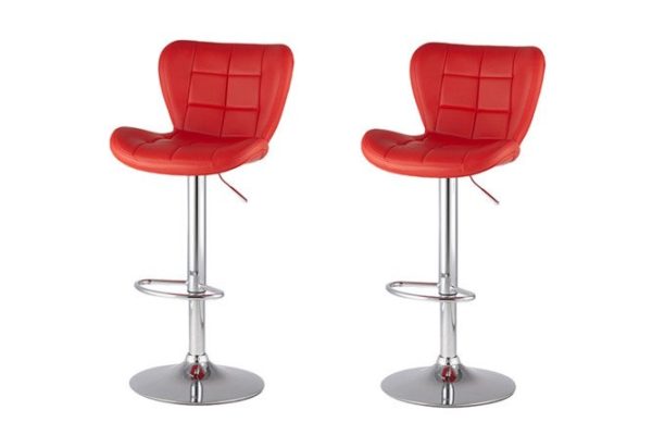 Set of Porsche bar stools 47x89x54 cm, upholstery color red, legs silver