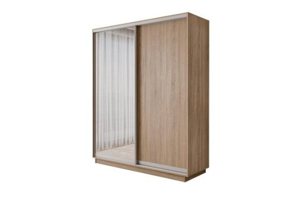 2-door wardrobe Slide-2 180x240x60 cm, Sonoma, silver, with one mirror