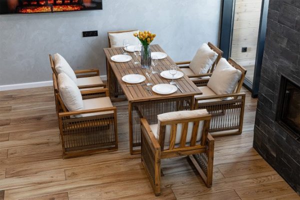 Dining set Grand michelle frame color light acacia, table tops light acacia