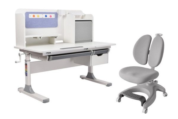 Furniture set: desk Cubby Camellia Gray and armchair FunDesk Solerte Gray