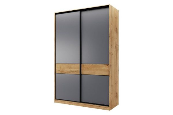 Sliding wardrobe 2 doors Slim 125x230x60 cm, Wotan oak, dark gray