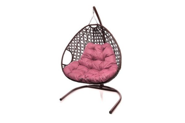 Hanging chair for two Luxury 119x186x120 cm, base and frame color white, finishing white