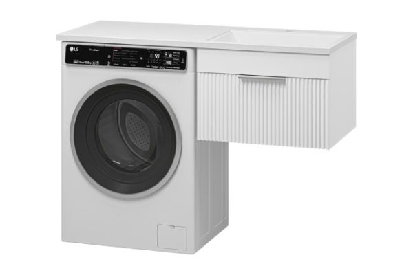 Wall-mounted cabinet for washing machine Enfida 60 ENF-09060-011Я with 1 drawer 56 cm, frame color matte white, facade white matte