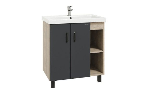 Floor stand ONIKA Timber 107057 66 cm, frame color Sonoma oak, facade matt gray