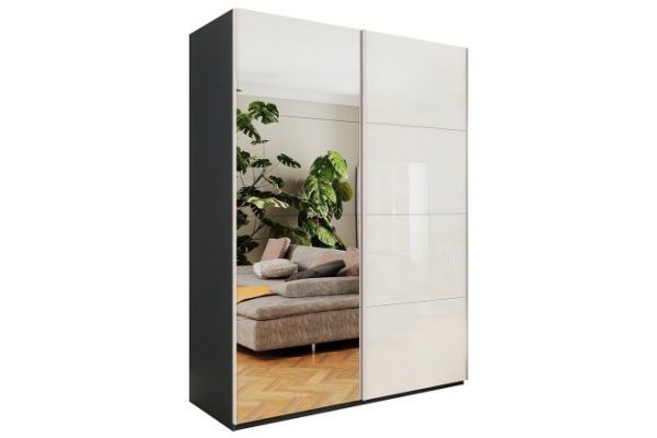 2-door wardrobe Comet 160x240x66 cm, diamond gray, white