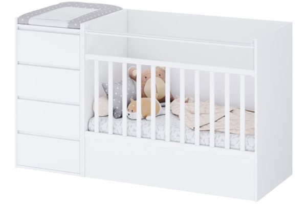 Transformable bed Simple with chest of drawers 60x120 cm color white