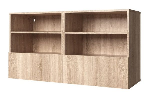 Cabinet 4 shelves and 2 drawers Oscar 120x64 with push to open, Sonoma oak
