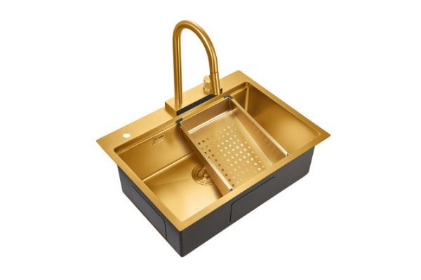 Inset sink with mixer MILACIO Steel Denia 68 MC.77418 50x68x22.5 cm